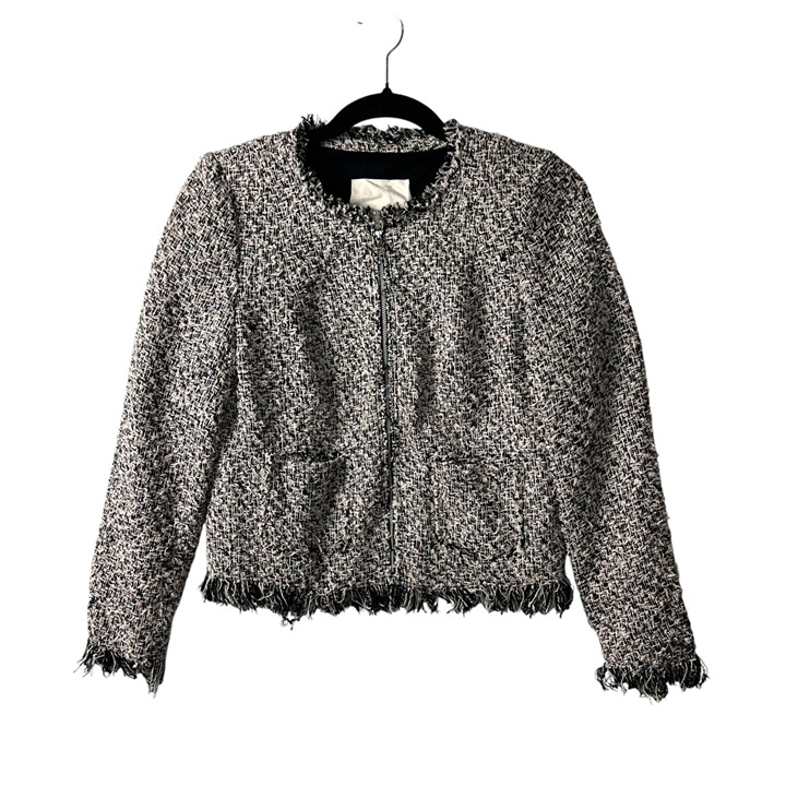 Rebecca Taylor Fringe Tweed Classic Blazer Jacket women’s size 6 475