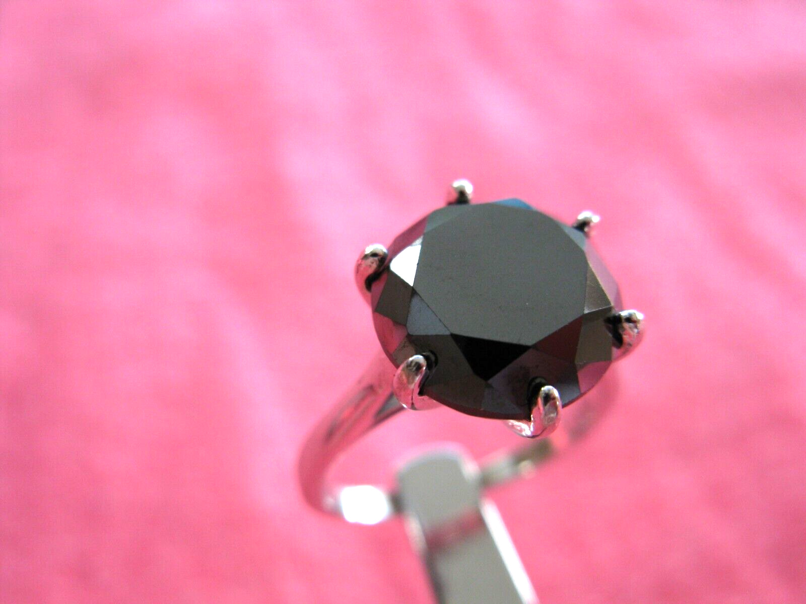 5.10ct 100% REAL NATURAL BLACK DIAMOND RING, CERTIFICATE,FR EE DIA TESTER Size 6