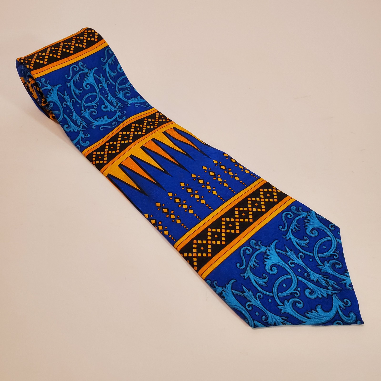 Rush Limbaugh Blue Colorful Silk Tie No Boundries Collection Brass Keeper