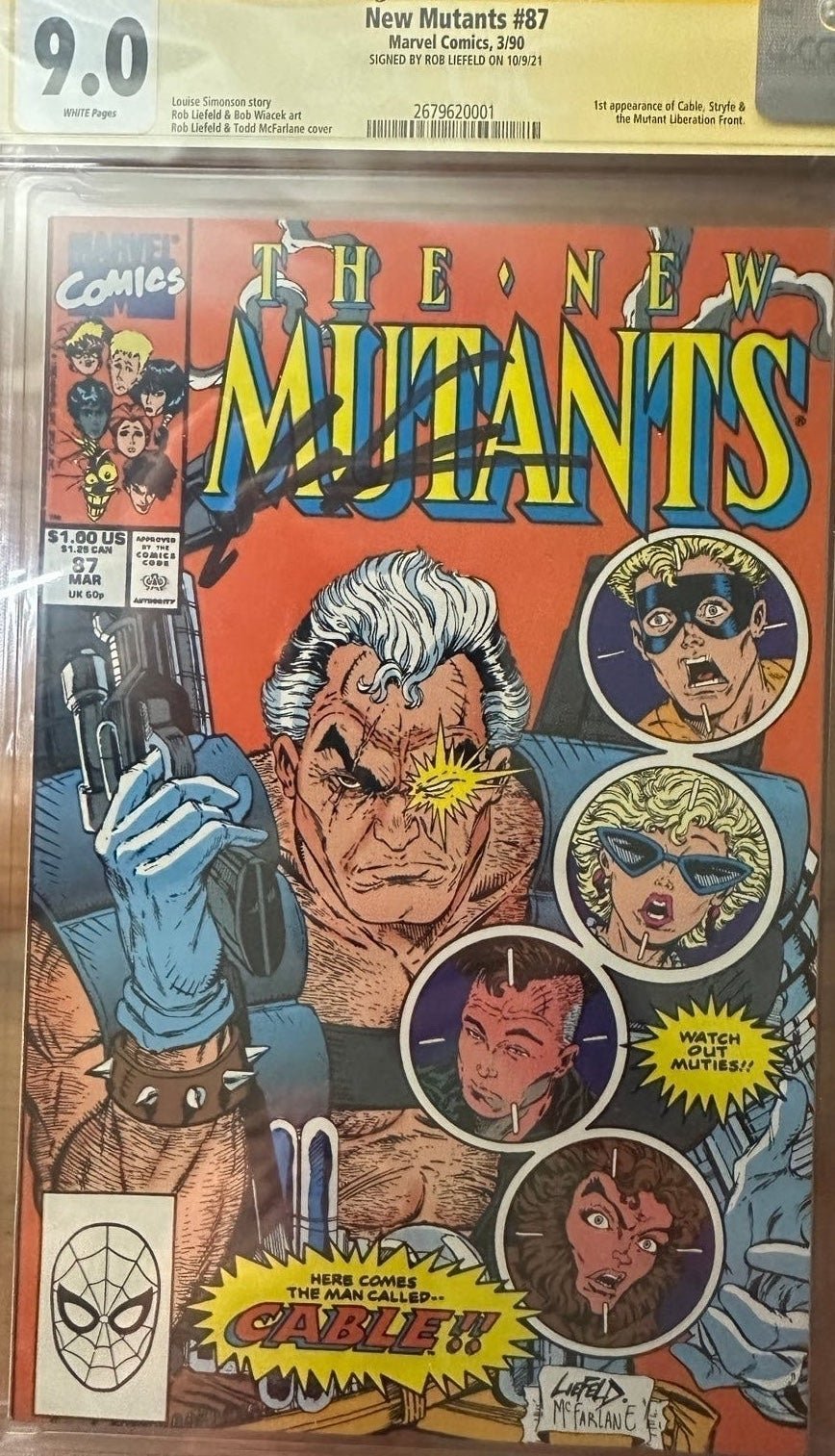 The New Mutants 87 CGC 9.0 signed by Rob Leifeld
