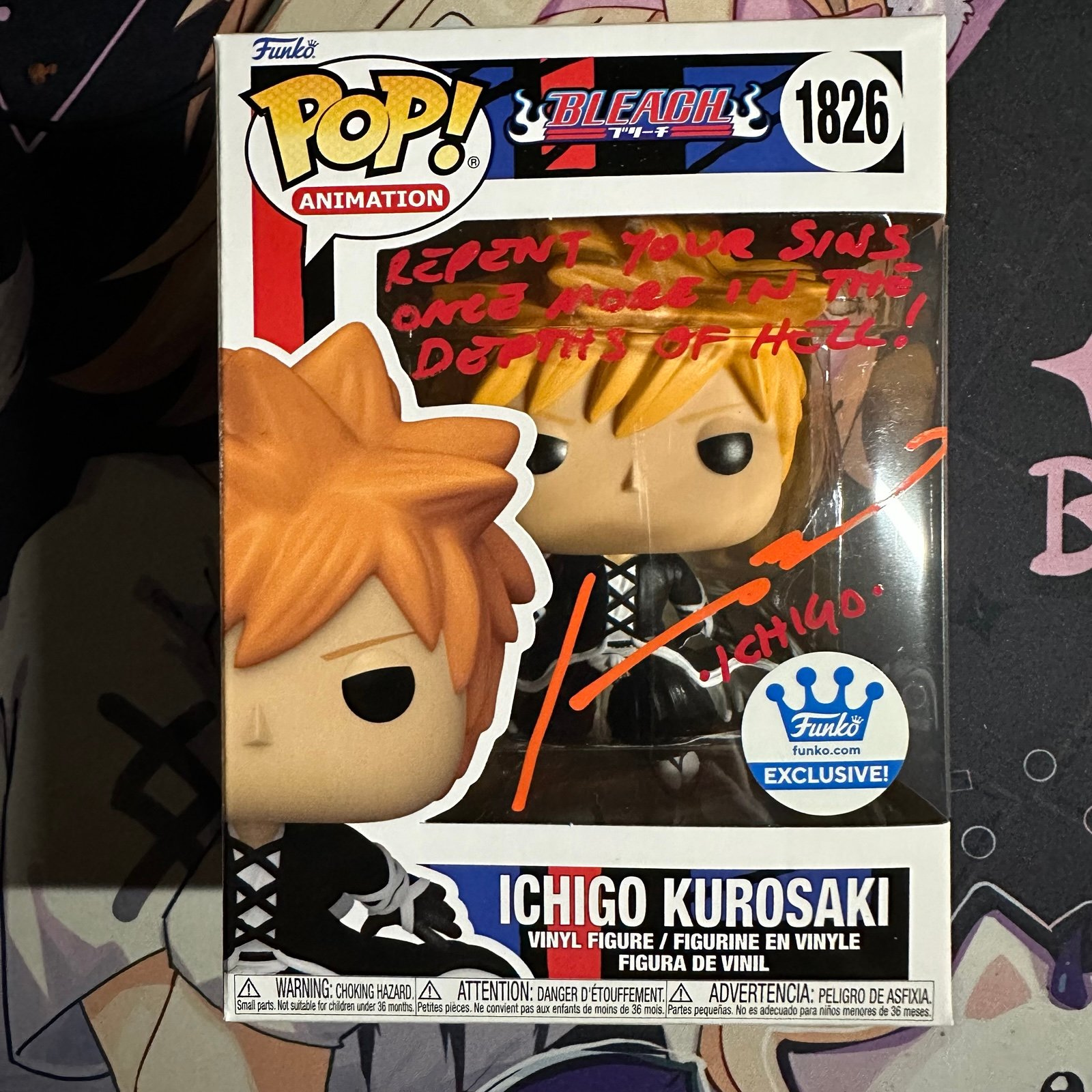 Ichigo Kurosaki Funko Pop Signed by Johnny Yong Bosch w/soft protector