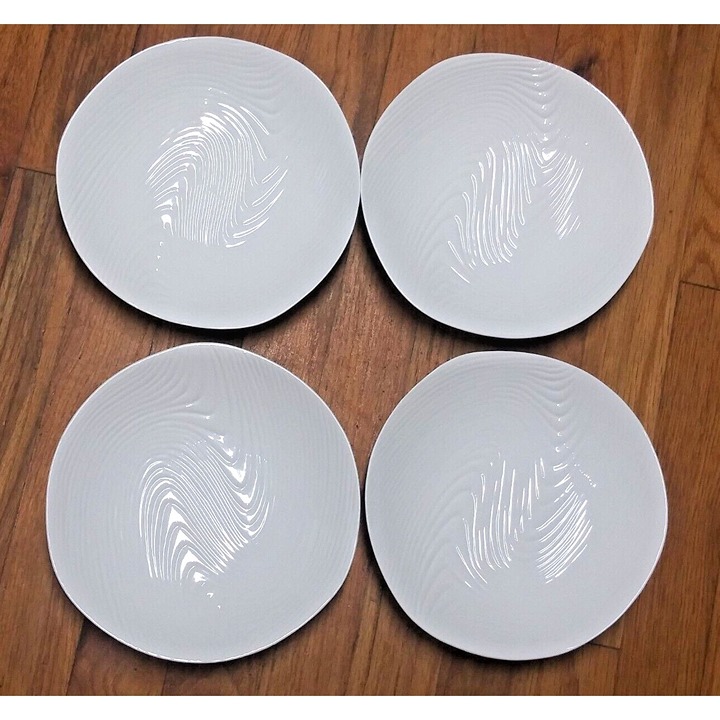 Pier 1 TROPICAL WAVE Salad Plates 8 Set of 4 white STUNNING hexagonal Pier One