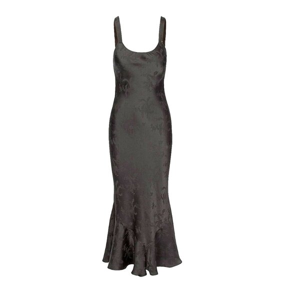 NWT Realisation Par Allegra in Black Dragon Jacquard Silk Maxi Slip Dress XS