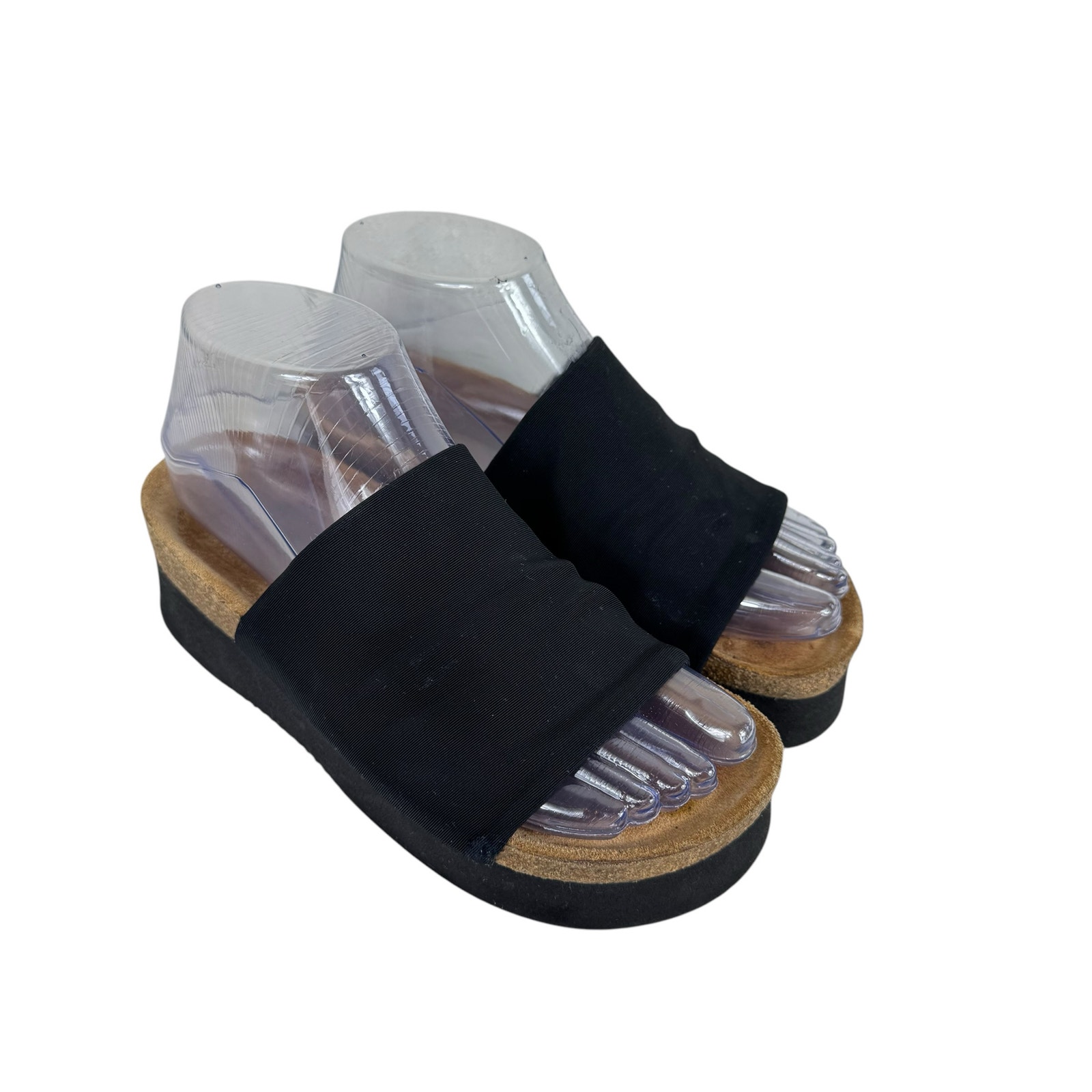 NAOT Black Tampa Synthetic Platform Slip On Slides Leather Insole Size 35 5