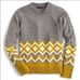 J. Crew Geometric Fair Isle Crewneck Sweater Gray Wool New Medium