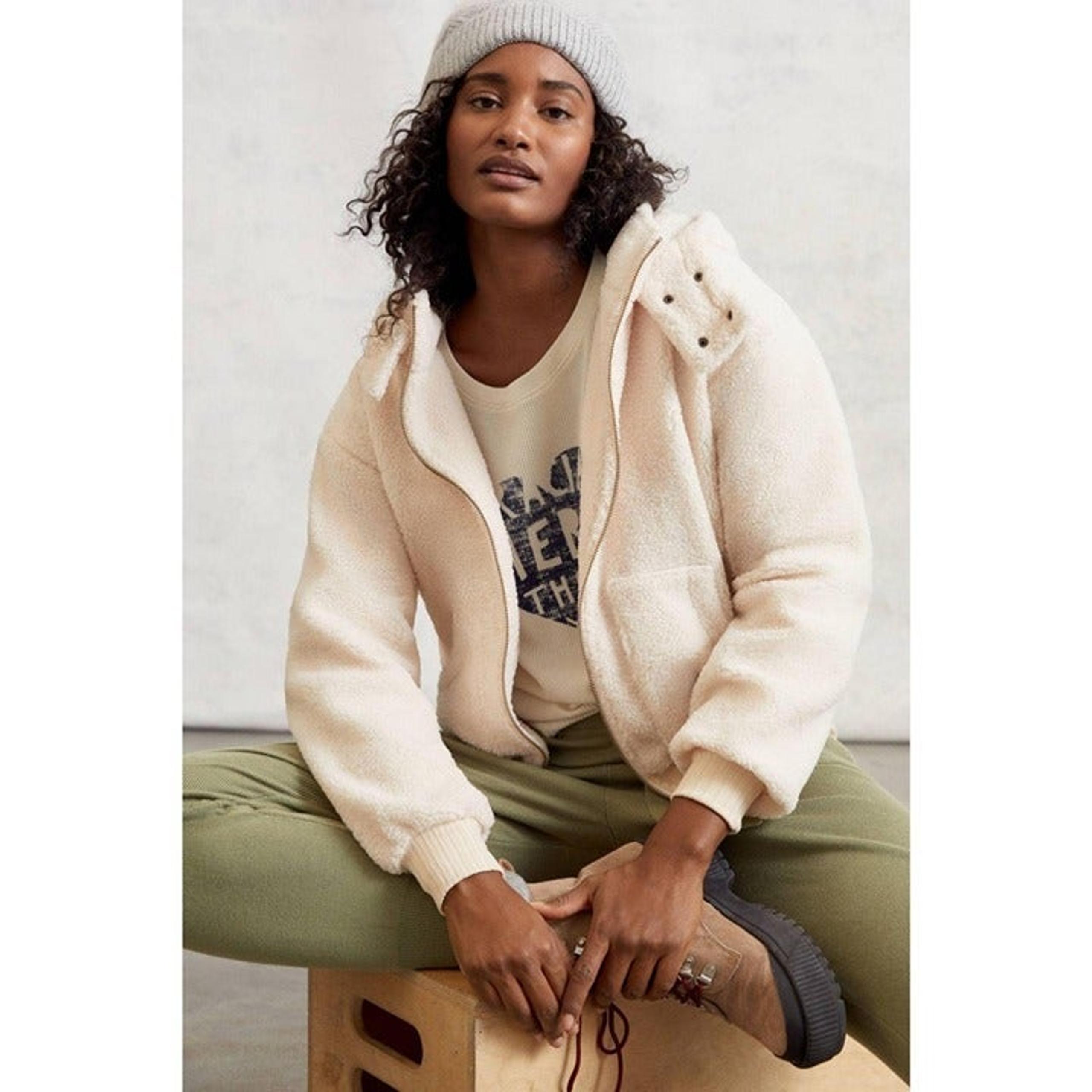 NWT Anthropologie Porridge Gillian Sherpa Hoodie Jacket