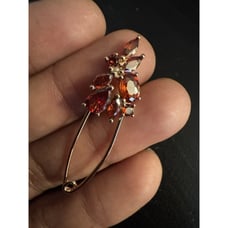 585 14K RG Rose Gold Stamped 1.25” Natural Zircon Cognac Allure Brooch Pin