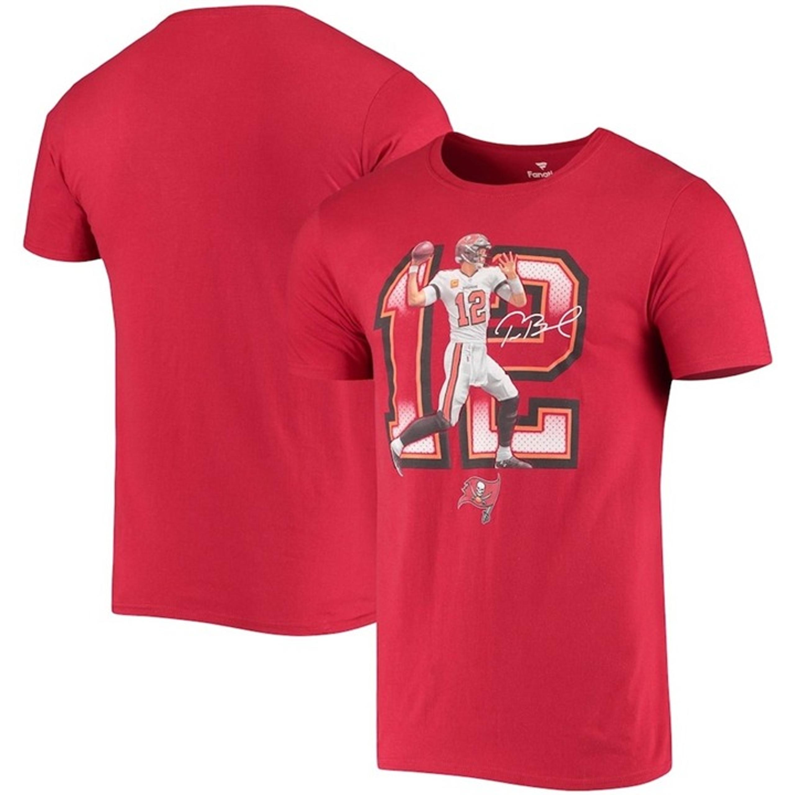 NWT Fanatics Tom Brady Red Tampa Bay Buccaneers Powerhouse Player Graphic Tshirt