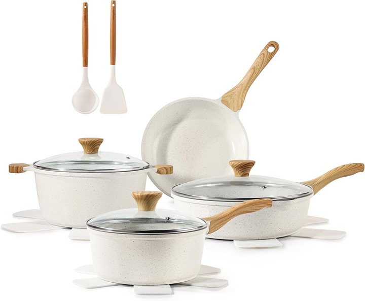 Nonstick Ceramic Cookware Set 13-Piece, Healthy Pots and Pans Set, Non-toxic Kit