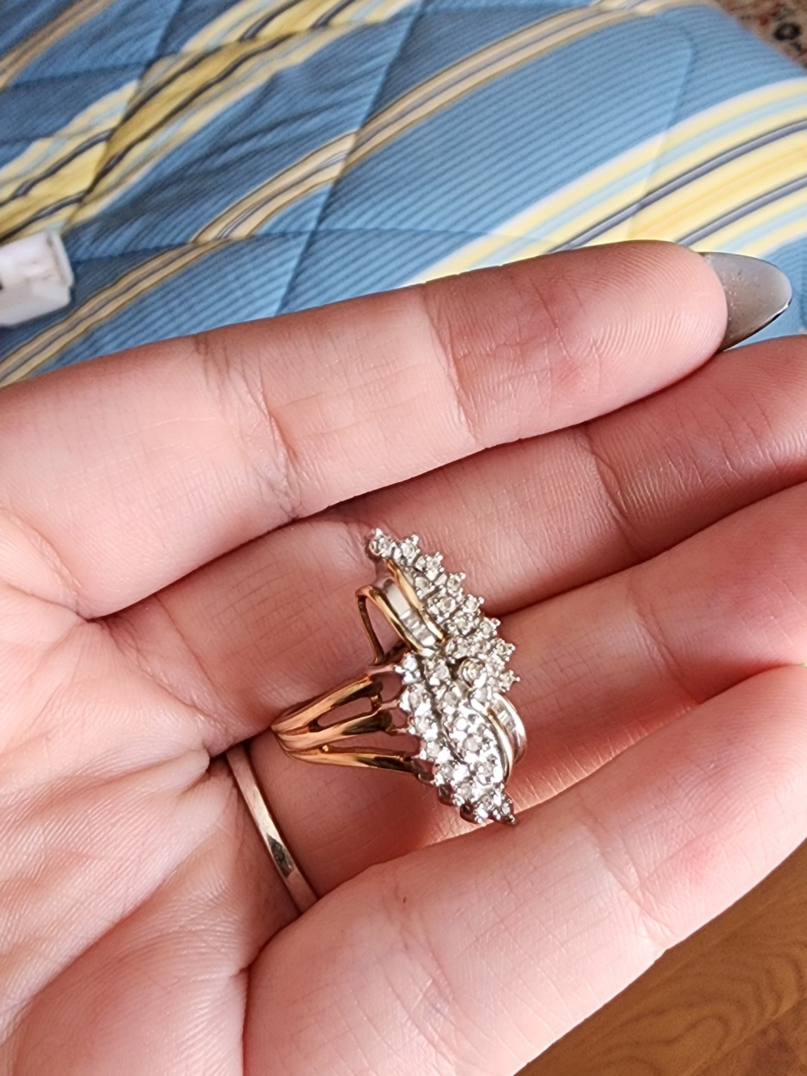 Gold Diamond Cluster Ring