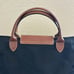 Longchamp M Le Pliage Tote Bag in Black with Brown Leather Double Handles