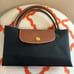 Longchamp M Le Pliage Tote Bag in Black with Brown Leather Double Handles