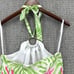 Vineyard Vines Womens Top Size 2 White Pink Halter Tie Neck Tropical Leaf Silk