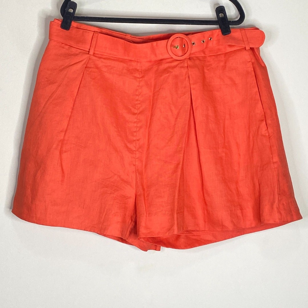 New Banana Republic Meridian Linen Blend Belted High Waist Short Women's Size 20