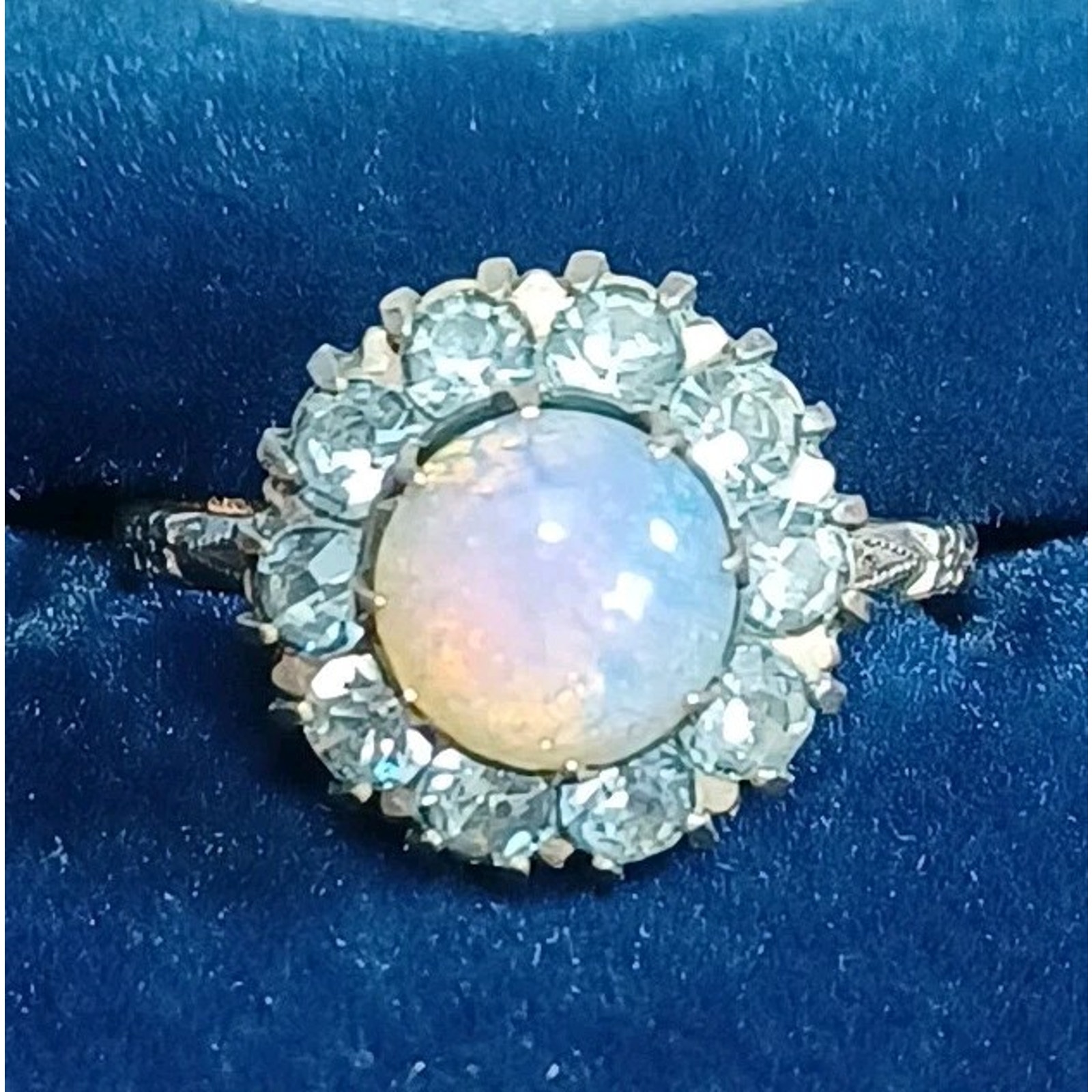 Fire Opal Simulated Diamond Wedding Ring 14k Yellow Gold Finish over Sterling