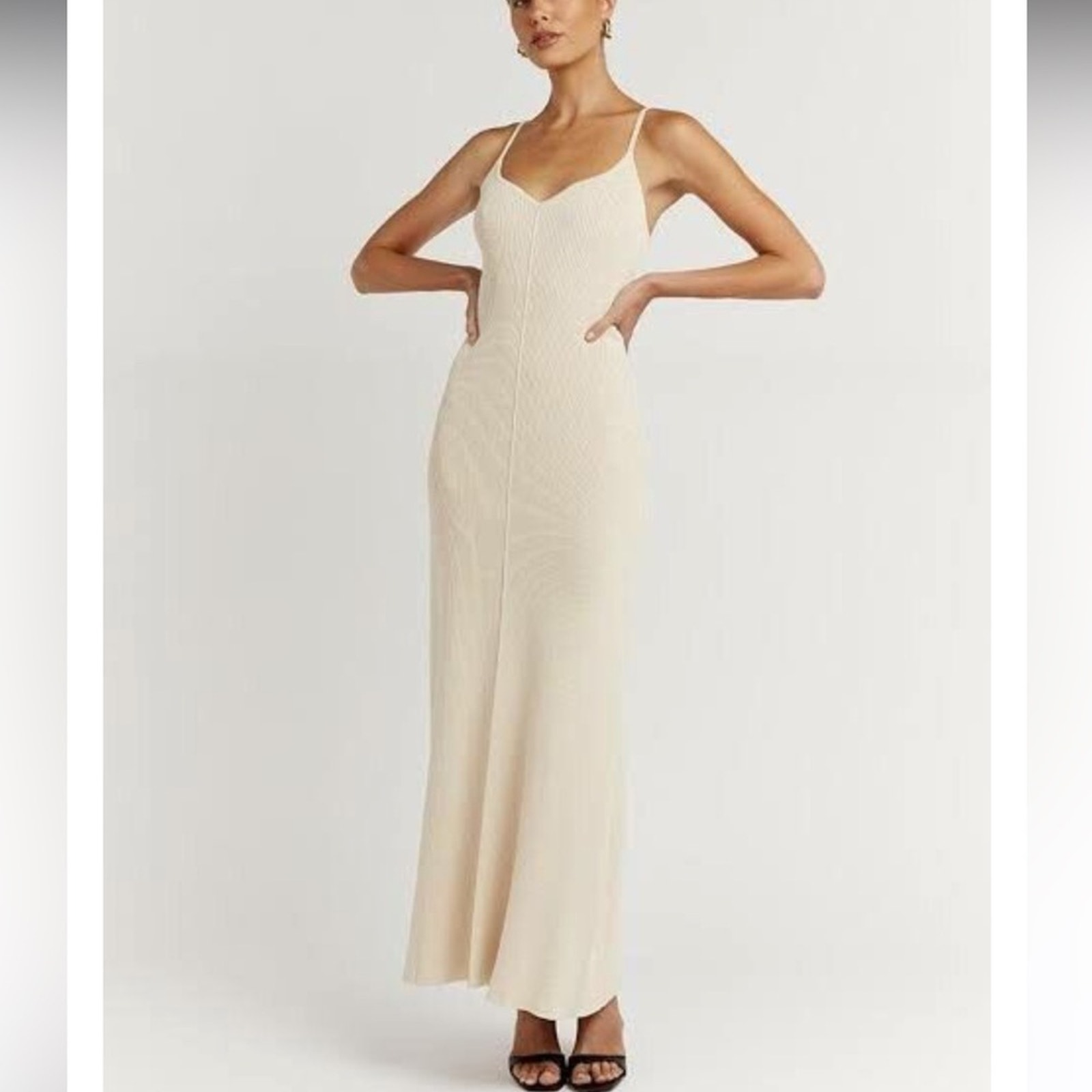 DISSH Koko Sweetheart Stone Knit Dress Elegant Cream Sleeveless Dress Size XL