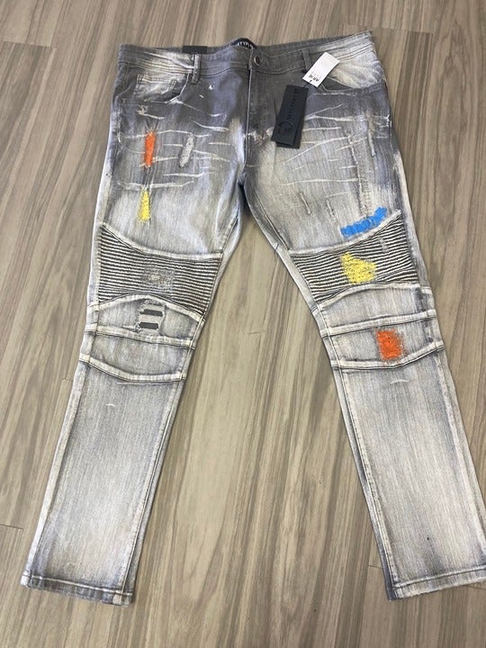 Grey biker denim jeans 42/32