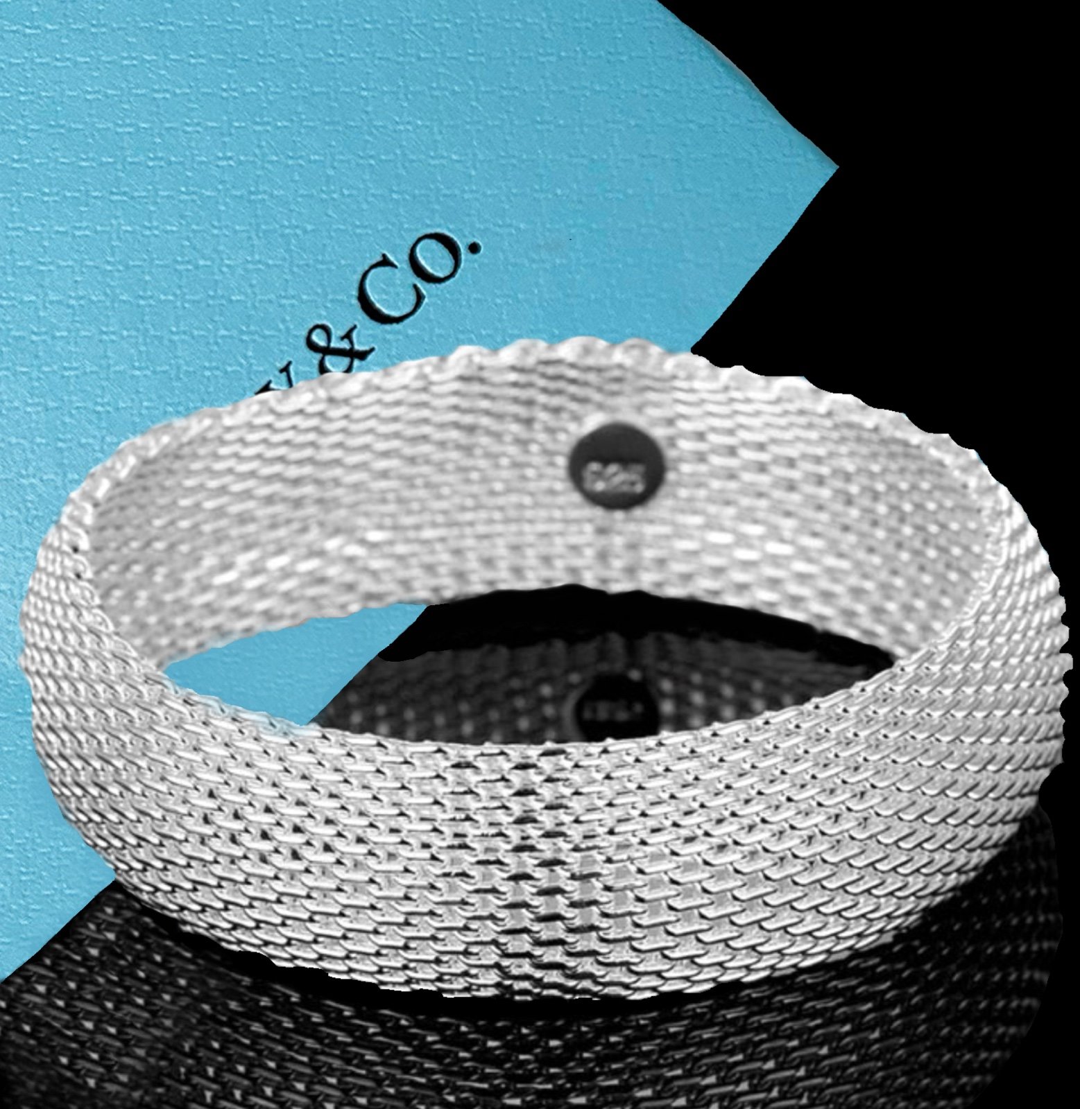 925 Sterling Silver Dense Mesh Women's Bangle Bracelet
