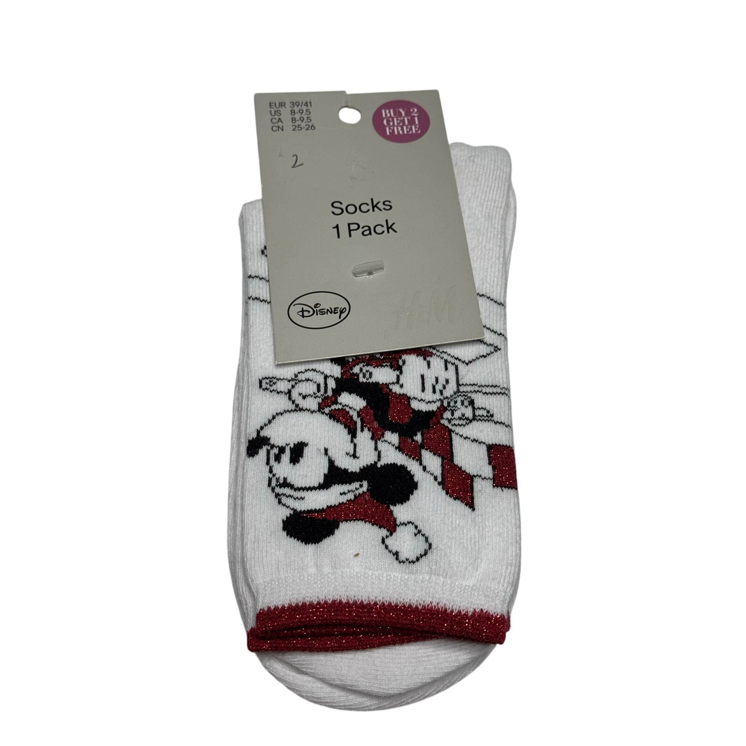H&M Disney Mickey Mouse Christmas Trouser Socks 1 Pair Size 7-9.5