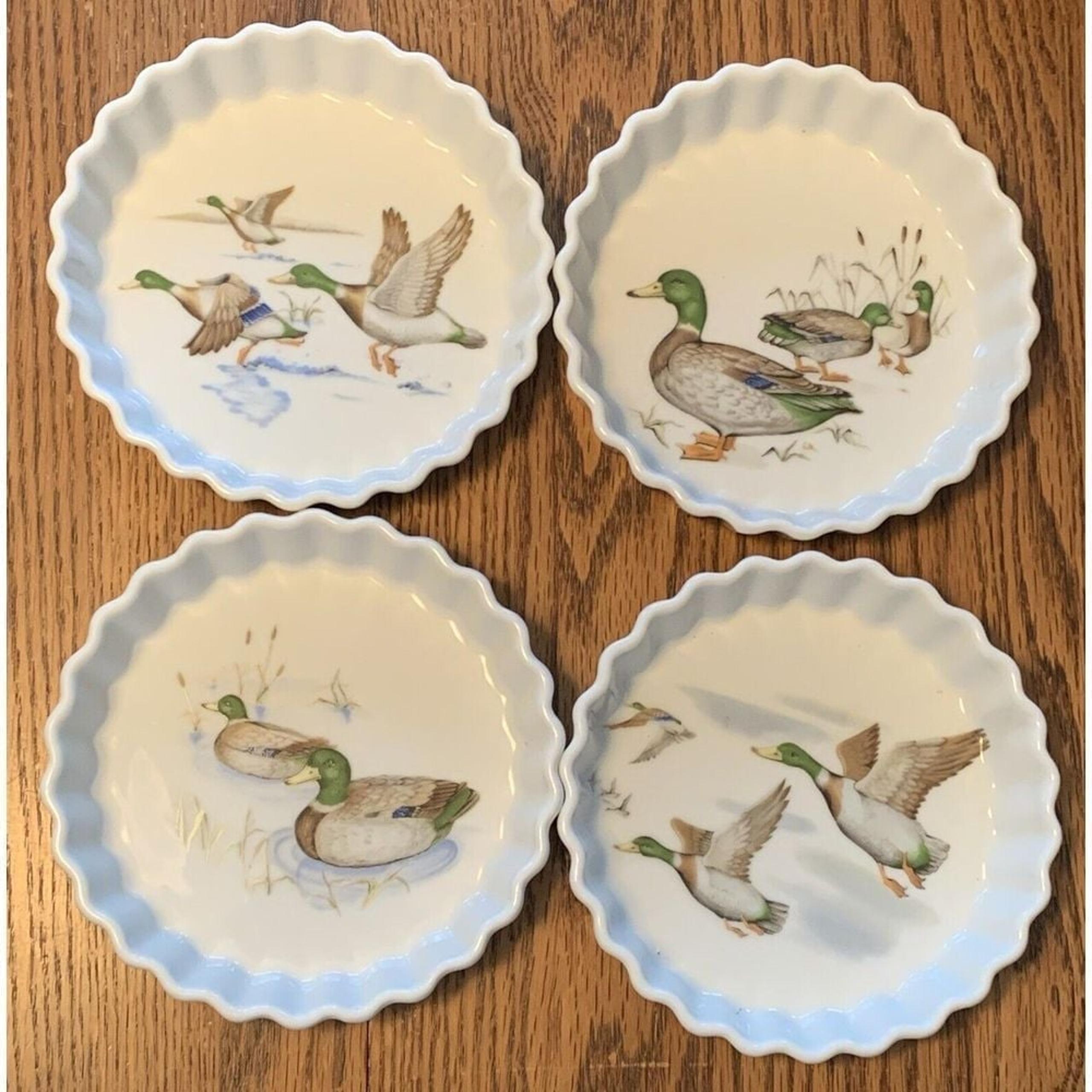 Seymour Mann Mallard Ducks Lot of 4 Small Tart/Baking Serving Dishes  Vintage