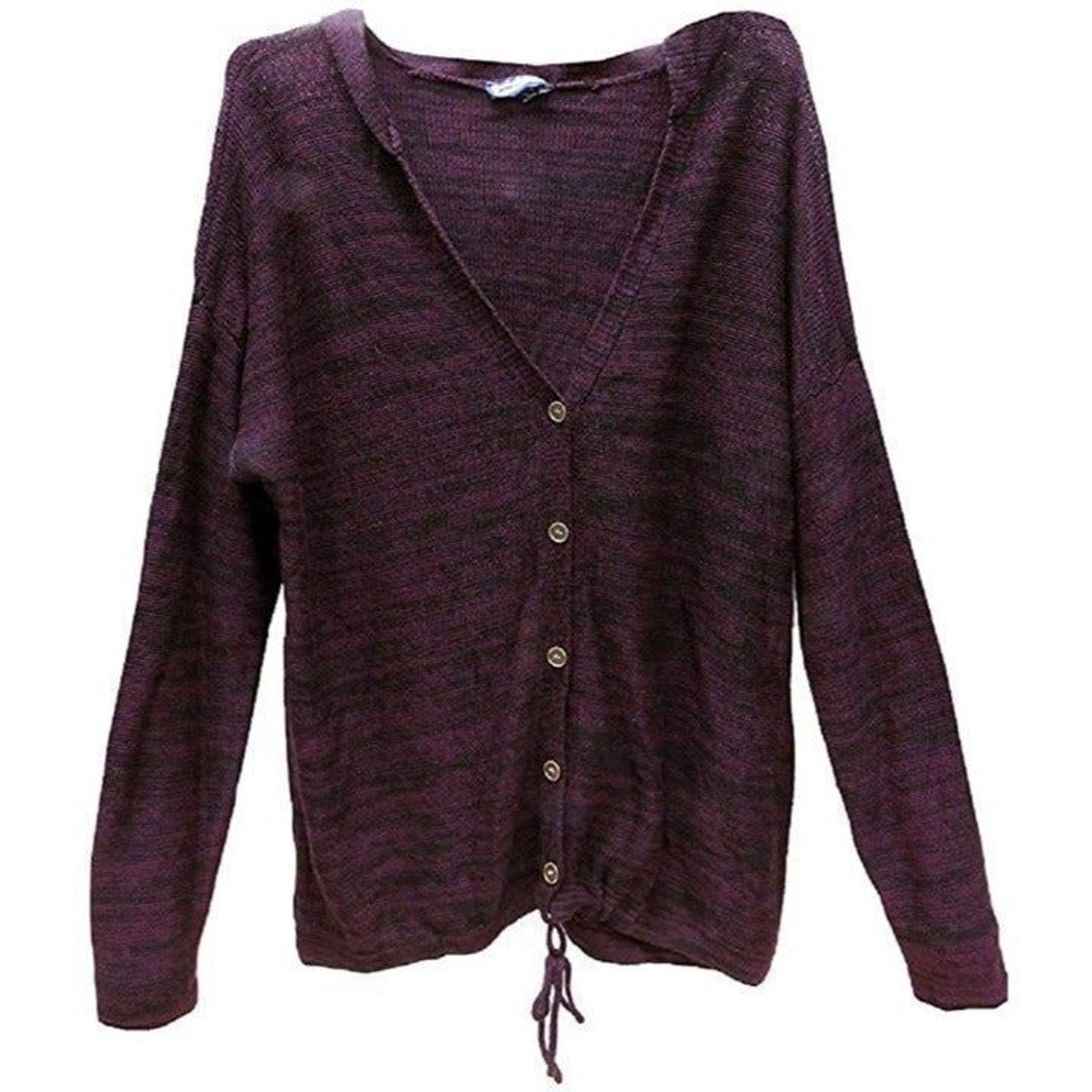Freshman Juniors Hoodie Cardigan Sweater Dark Purple M