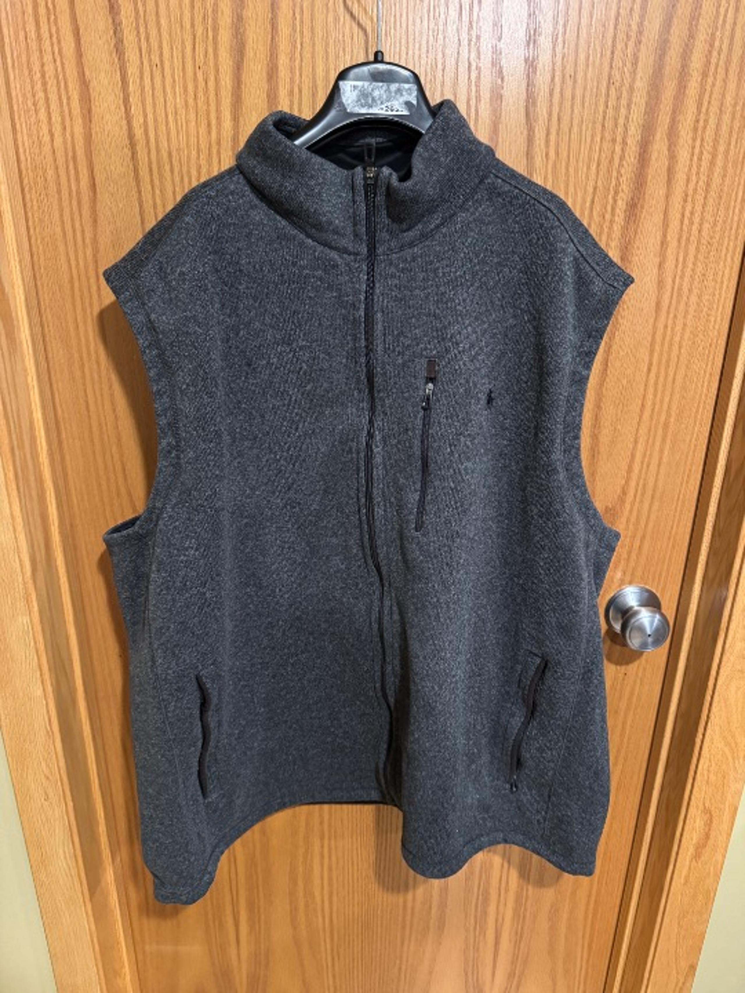 Polo Ralph Lauren 4XB Big Tall Gray Fleece Vest Full Zip Pockets Men’s Outerwear
