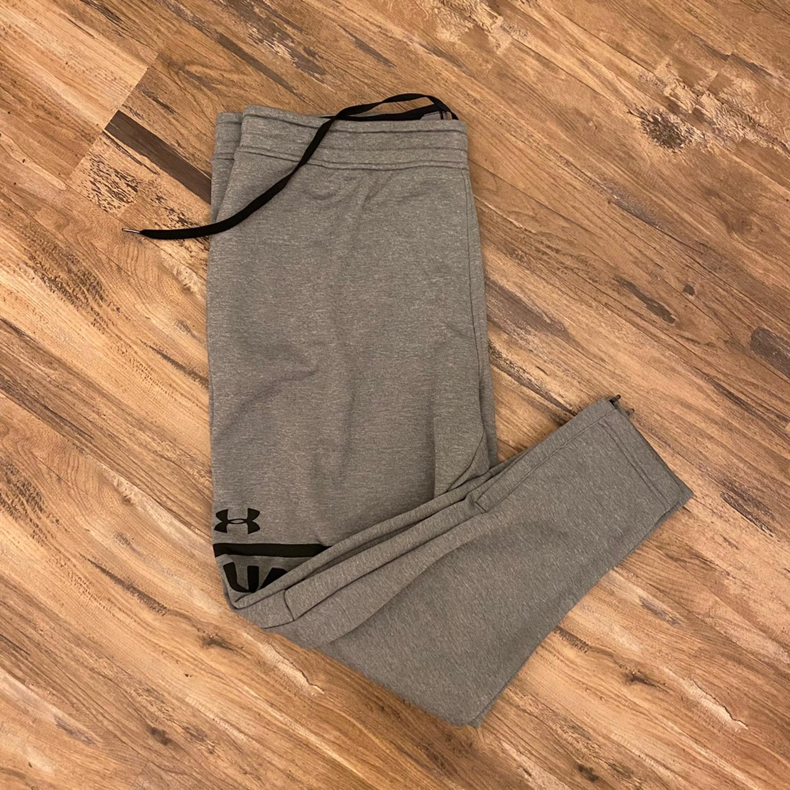 Mens under armour cold gear big logo fleece lined jogger sweat pants sz XXL gray