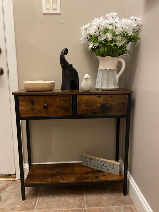 29.5 Narrow Console Table with 2 Fabric Drawers, Small Entryway Table with 2-Ti