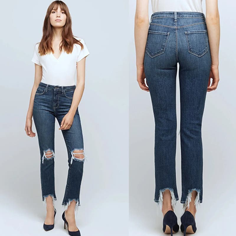 NWT L'Agence High Line High Rise Distresses Skinny Denim Jeans Vintage Destruct