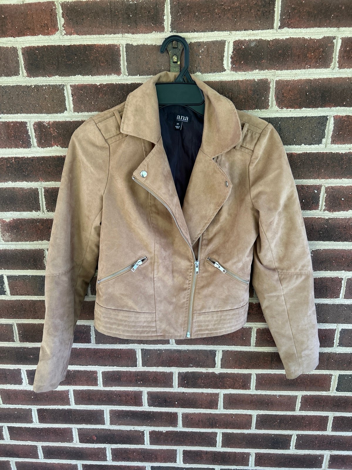 a.n.a A New Approach Faux-Suede Moto Jacket Camel Size XS