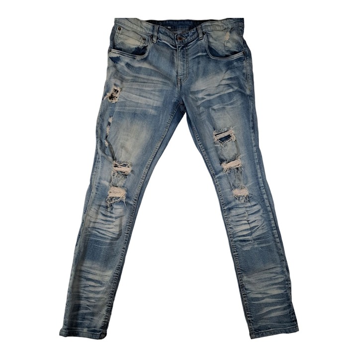 Y2k 90s Copper Rivet Jeans 36x 32 Mens Denim Distressed Blue Slim Grunge Skater