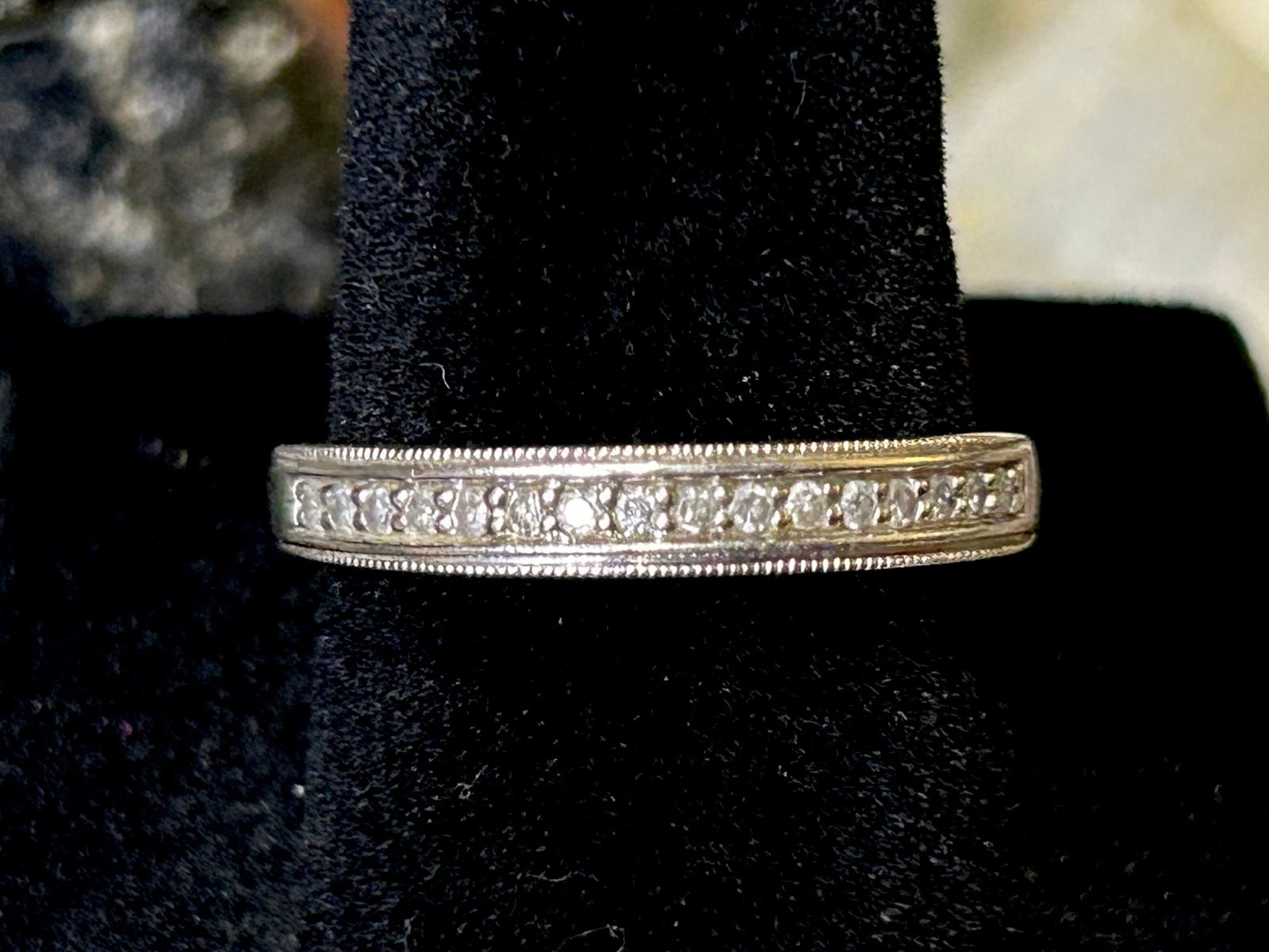 Vintage Sterling Silver Diamond Ring Sz 6.75