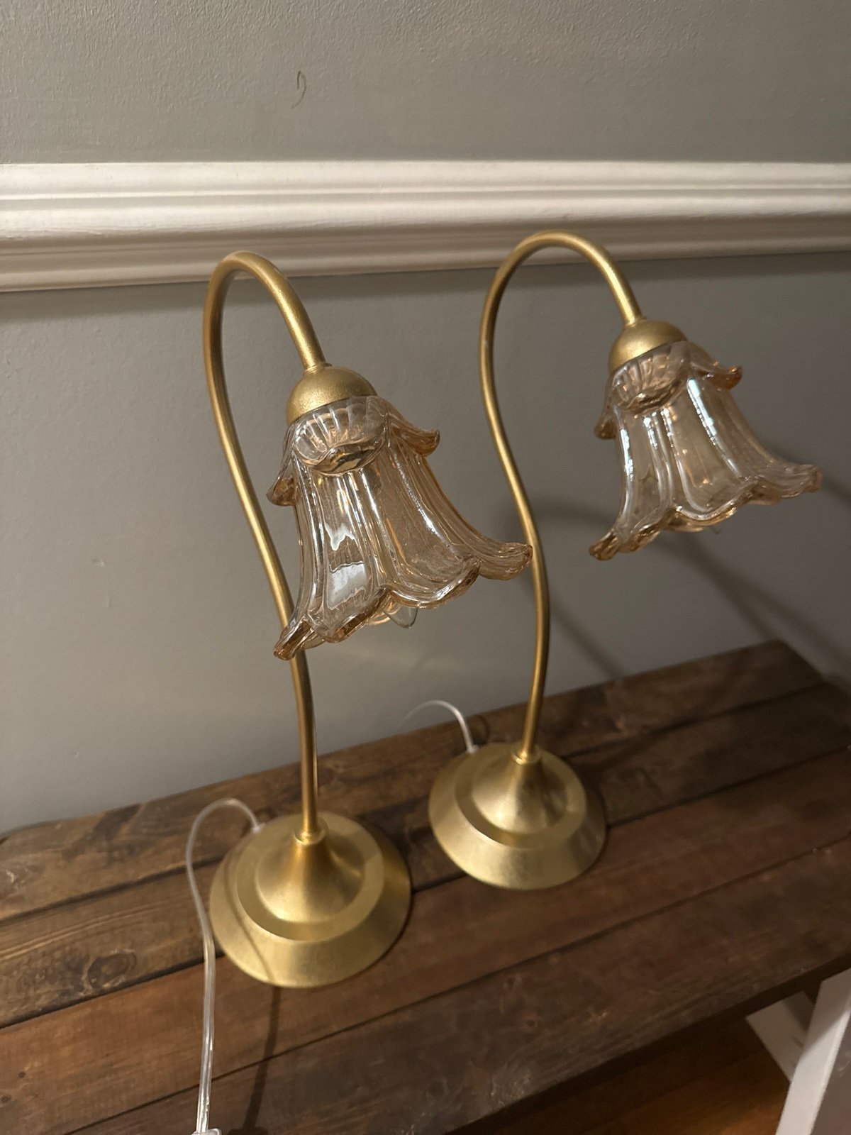 Set of 2 floral flower lamps vintage inspired