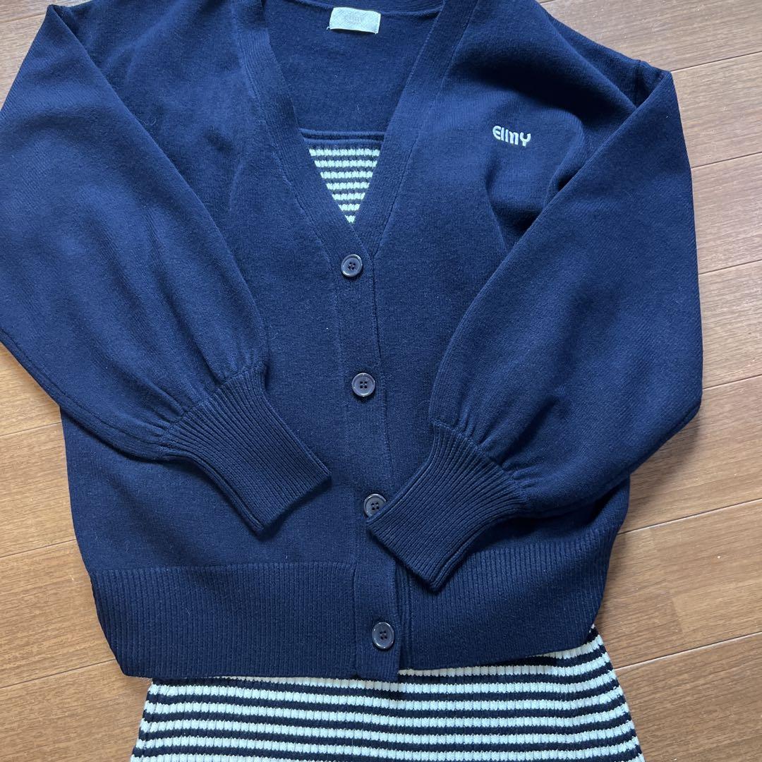 eimmy istoire Navy Cardigan Skirt Set-up