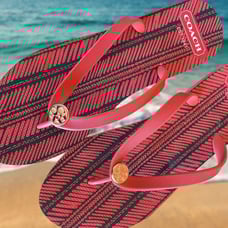 COACH Alessa Beach Thong Flip Flops Sandal Shoes 9-10B Coral, EUC