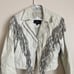Bermams White vintage leather fringe jacket