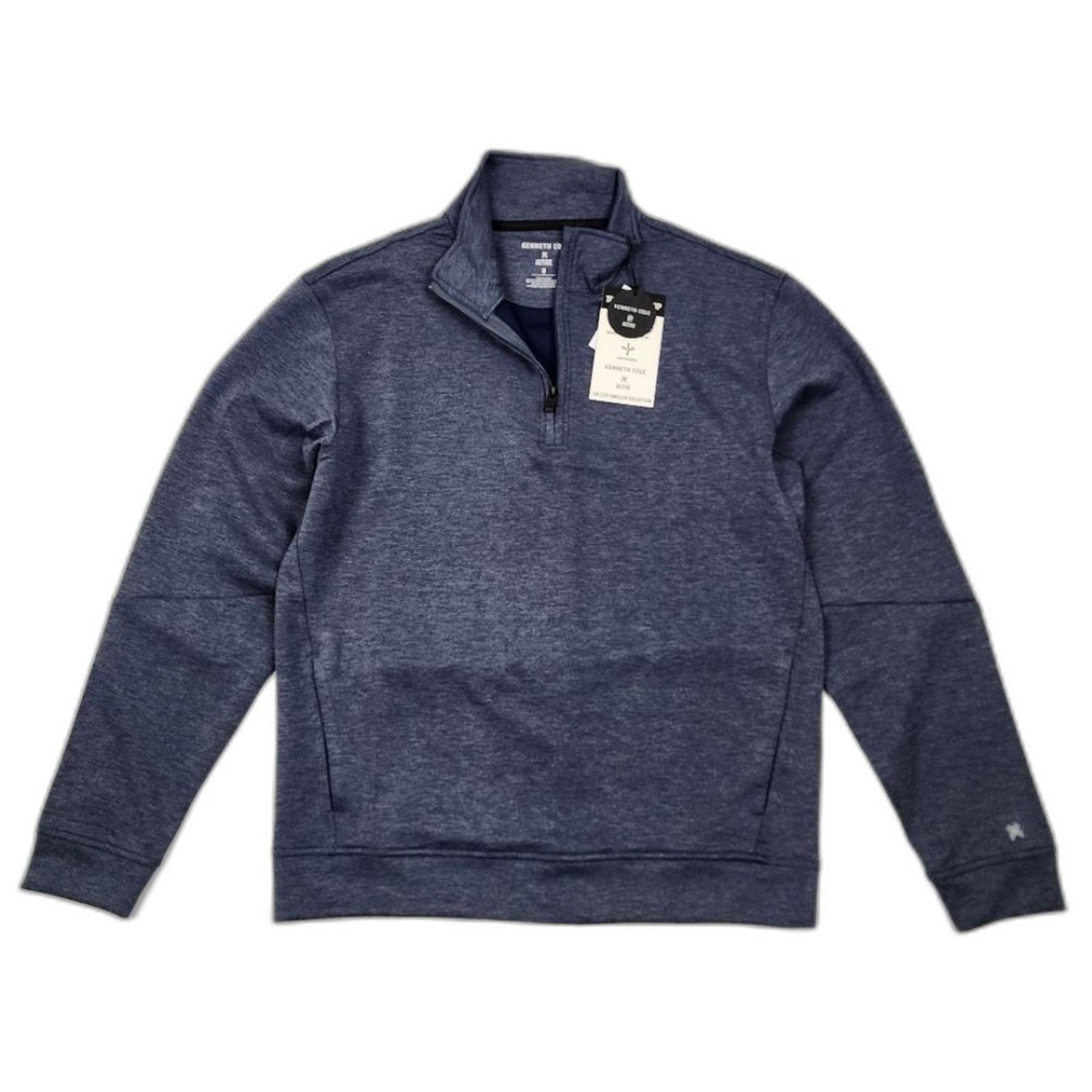 Kenneth Cole Scuba Soft Quarter Zip Jacket Pockets Navy Heather Size M