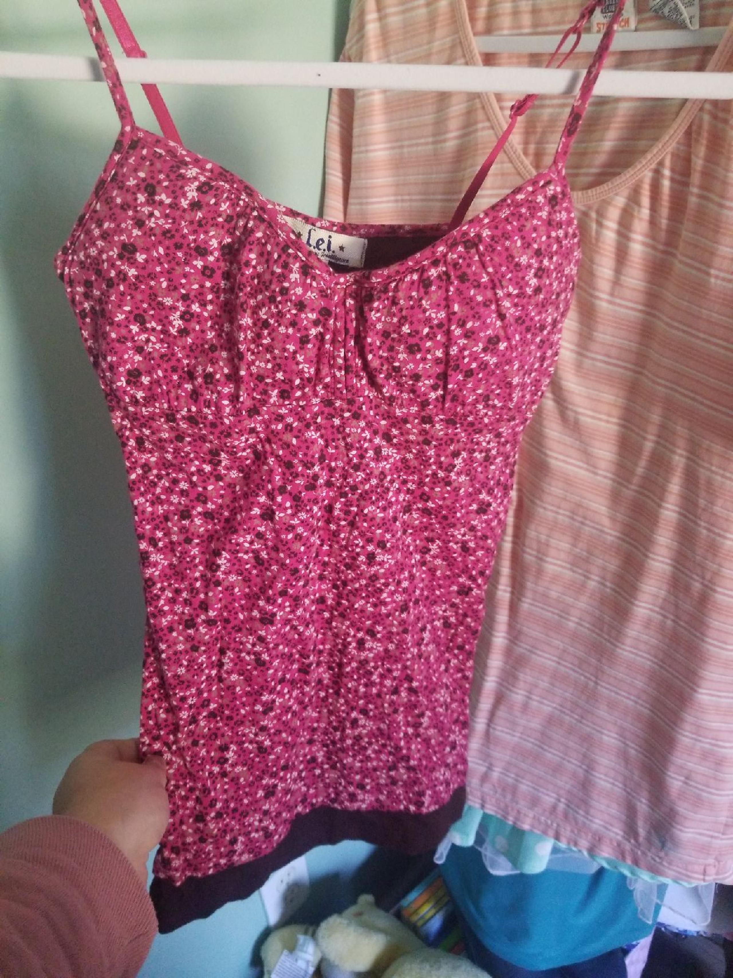 Pink and Brown Floral Padded Tanktop
