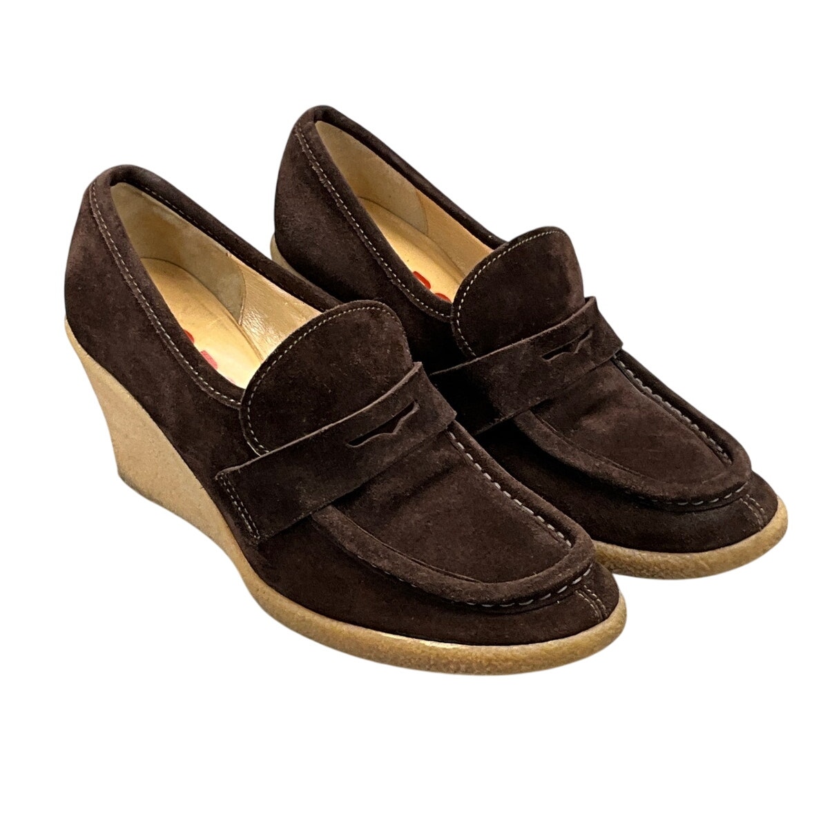 Michael Kors Rory Y2K Chocolate Brown Suede Platform 3 Wedge Loafer Women 9