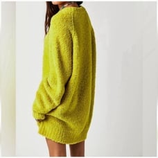 NWT FREE PEOPLE Teddy Tender Shoots Sweater Tunic In Lime Sz M Oversized