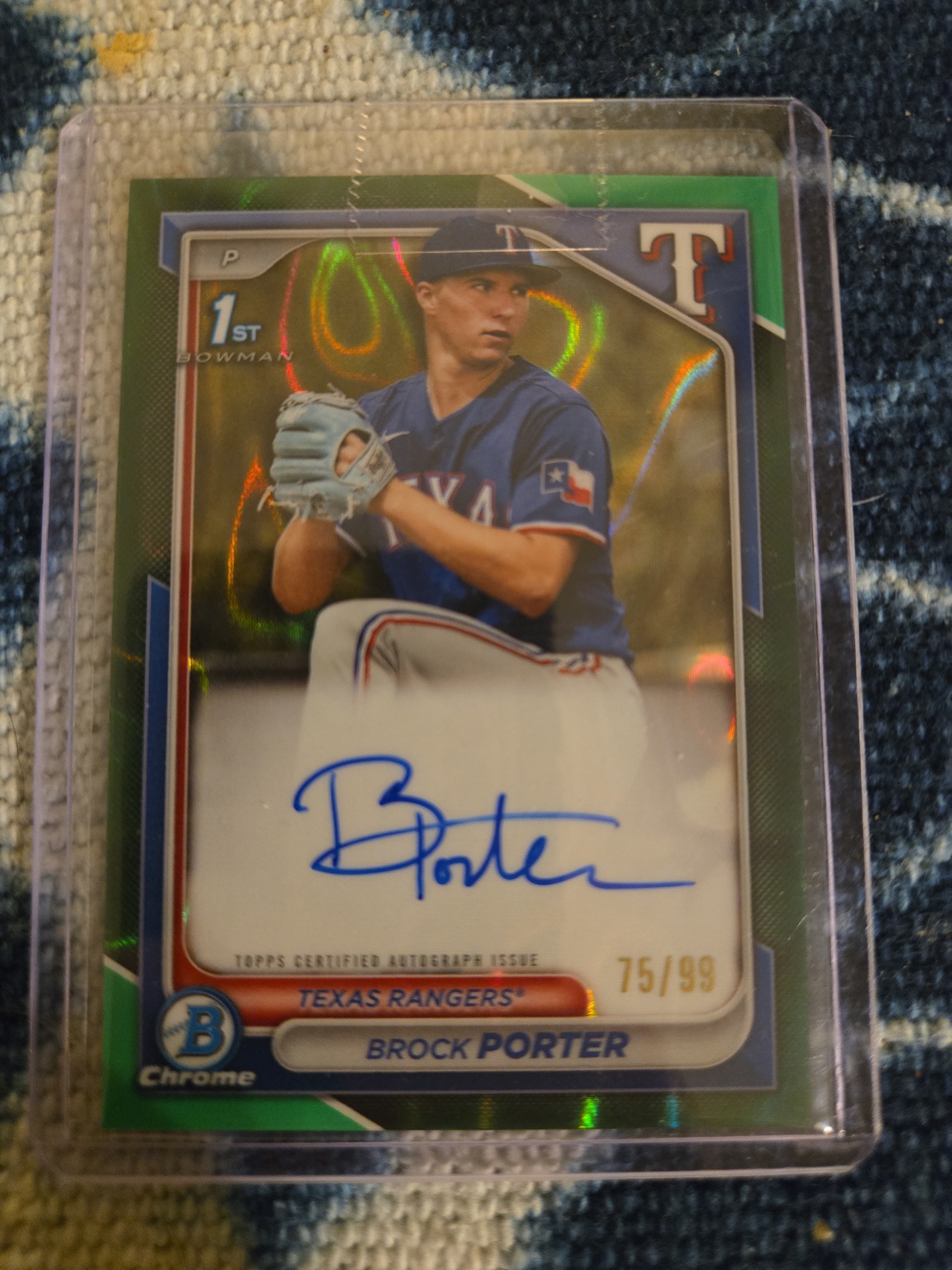 2024 Bowman Chrome Brock Porter Green Grass Refractor 1st Auto /99
