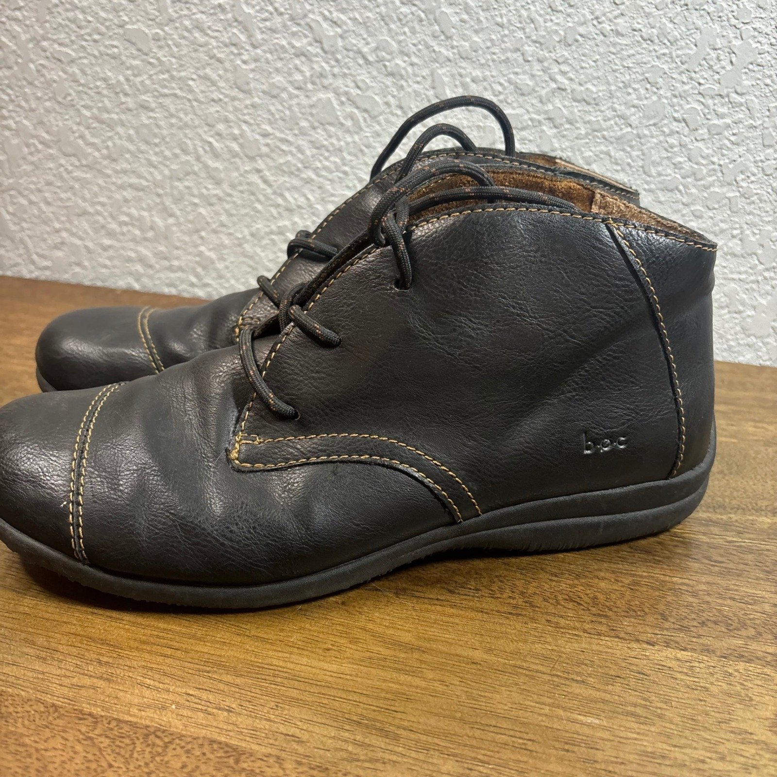 B.O.C. Ankle Boots Lace Up Comfort Casual Shoes Black Leather Women's Size 8M
