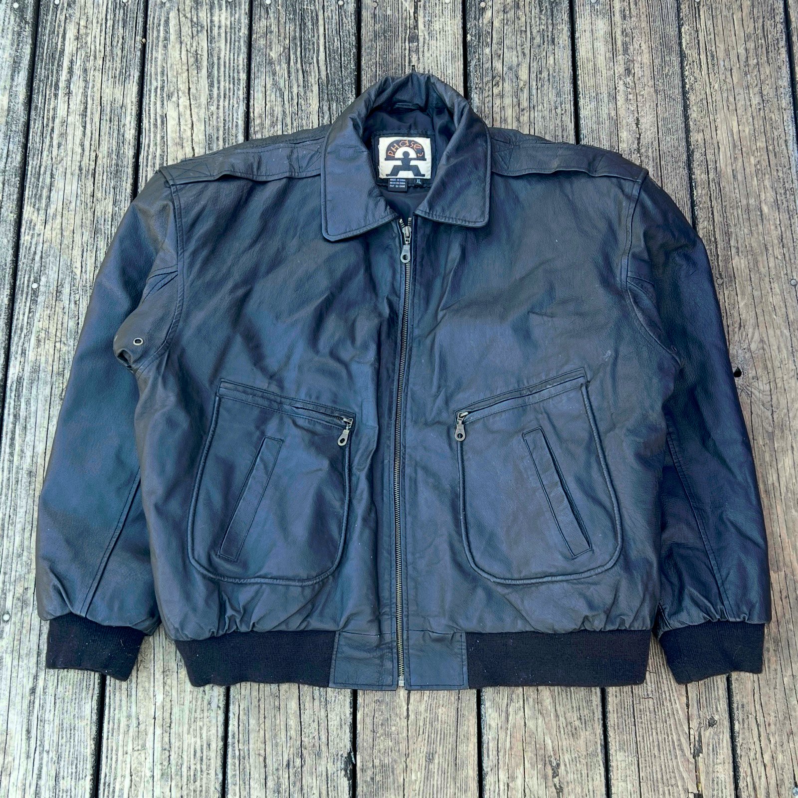 Vintage Leather Bomber Jacket