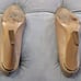 Chloe Beckie Beige Tan Gold Leather Pumps Heels Wedge Womens Shoes 37 7 Italy