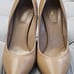 Chloe Beckie Beige Tan Gold Leather Pumps Heels Wedge Womens Shoes 37 7 Italy