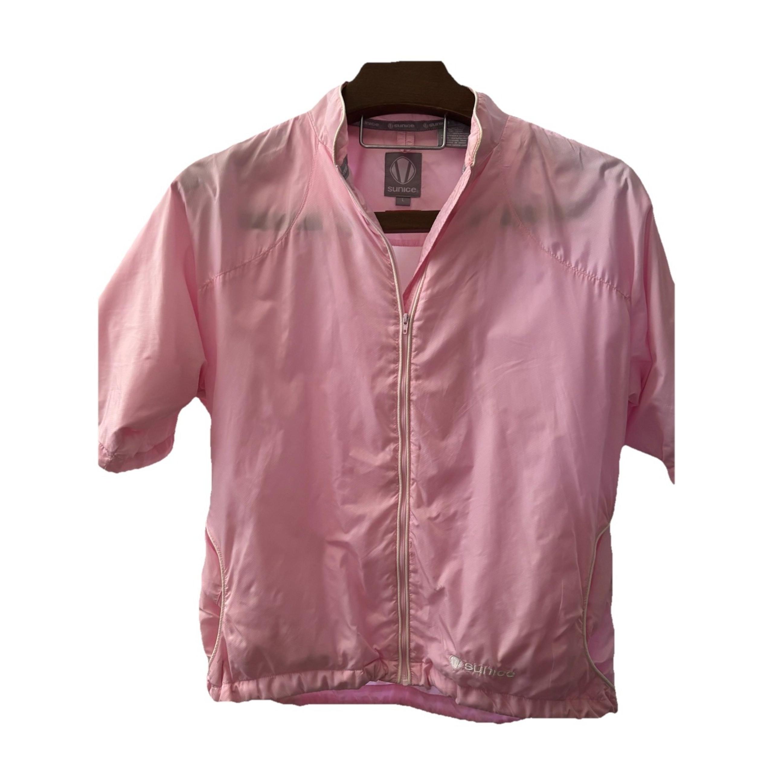 Sunice Large Women's Britanny Pink Short Sleeve Zip golf Jacket Light Weight
