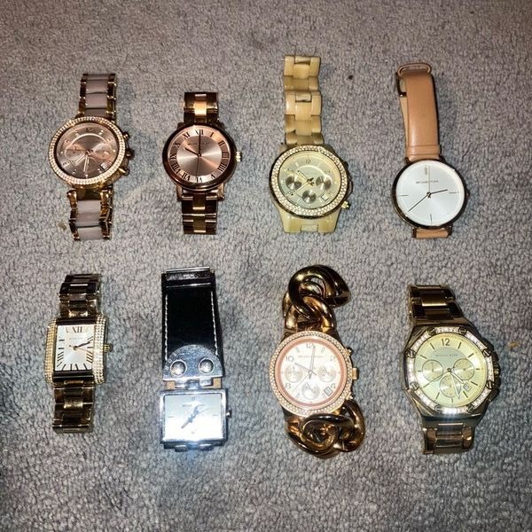 MICHAEL KORS MK DESIGNER WATCH LOT OF 8 GOLD SILVER ROSE