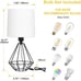 Set of 2 Bedside Table Lamp, Black Metal Modern Lamp with White Fabric