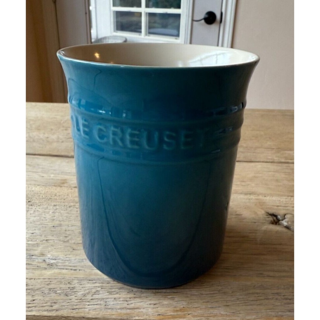 Le Creuset Stoneware 1 Liter Utensil Crock Holder Deep Teal NEW