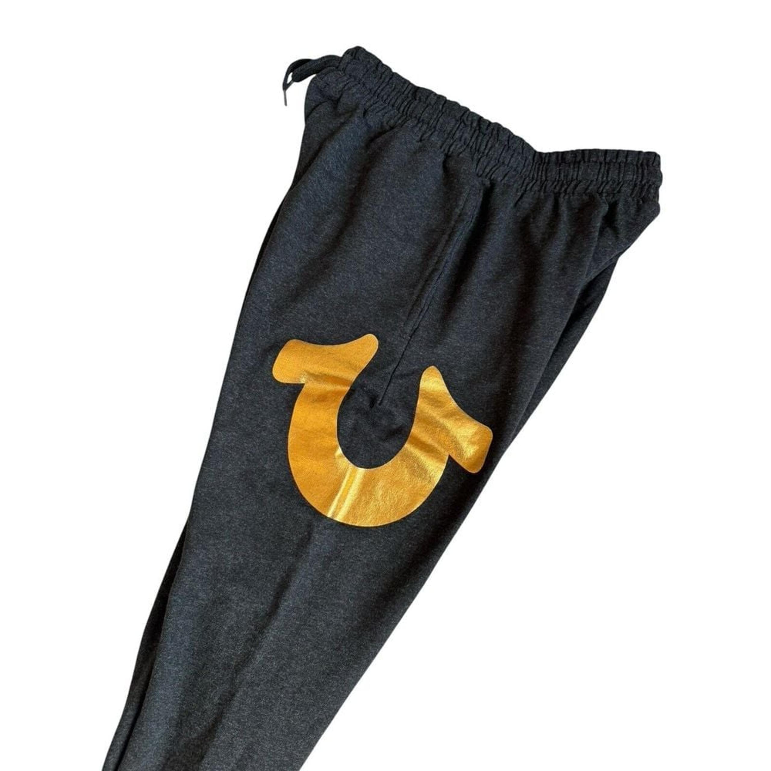 True Religion Loungewear Gray Joggers Sweatpants Black Gold Men's Medium